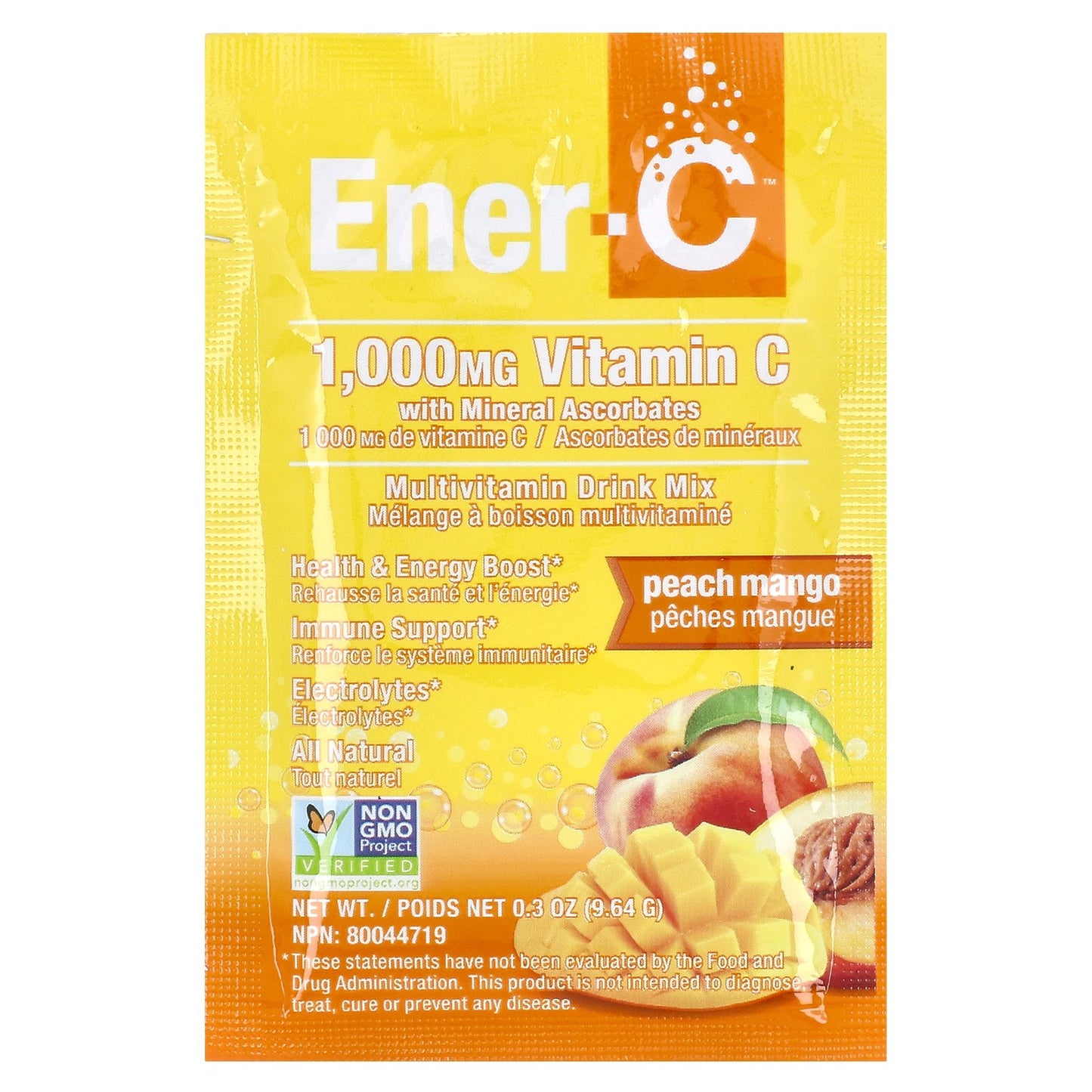 Ener-C, Bubbly Multivitamin Drink Mix, Peach Mango, 30 Packets, 0.3 oz (9.64 g) Each