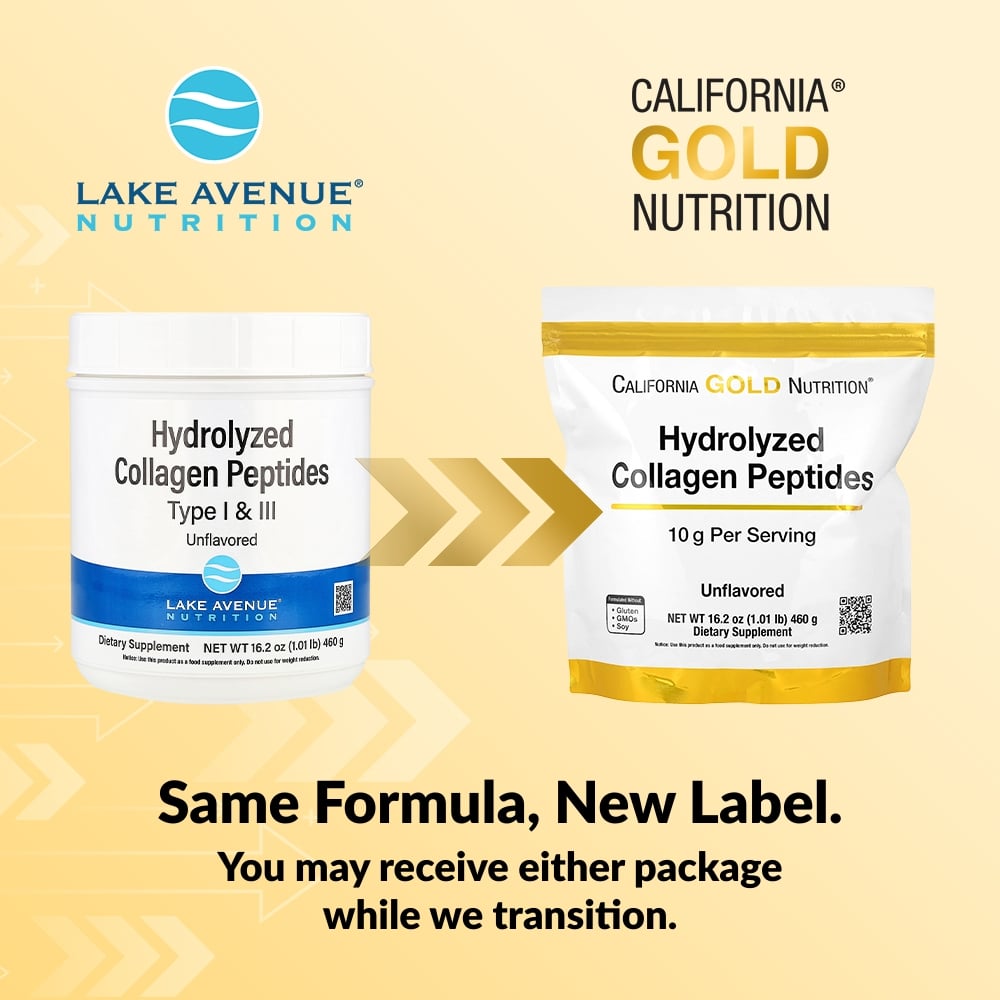 California Gold Nutrition, Hydrolyzed Collagen Peptides, Type I & III, Unflavored, 1.01 lb (460 g)