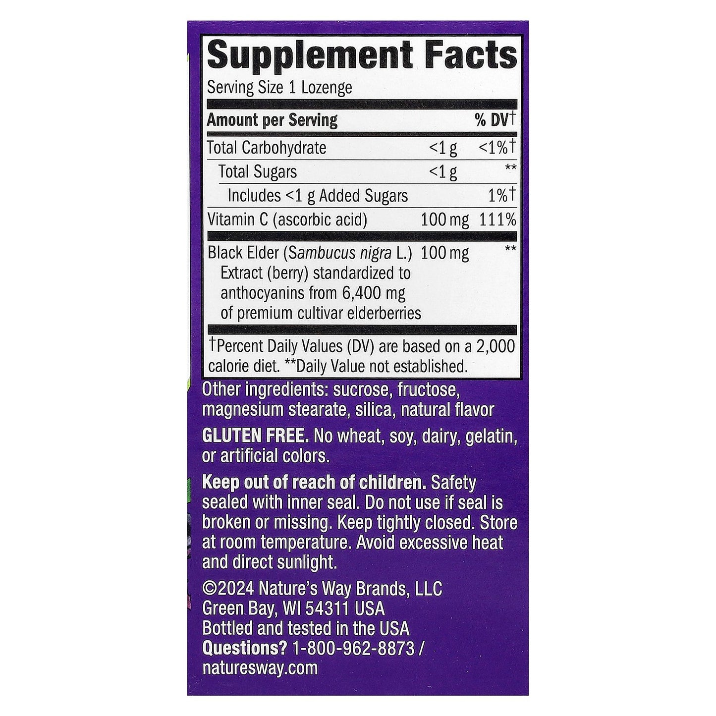 Nature's Way, Sambucus® Immune Lozenges, Elderberry + Vitamin C, Ages 7+, 30 Lozenges