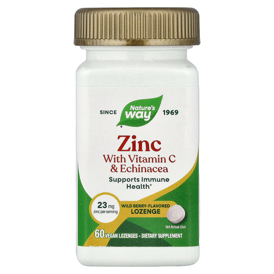 Nature's Way, Zinc With Vitamin C & Echinacea, Wild Berry, 60 Vegan Lozenges