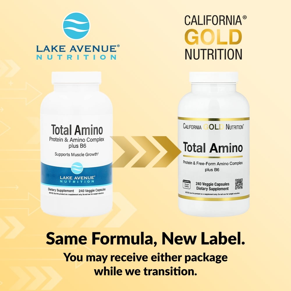 California Gold Nutrition, Total Amino with Vitamin B-6, and 20 Amino Acid Blend, 240 Veggie Capsules
