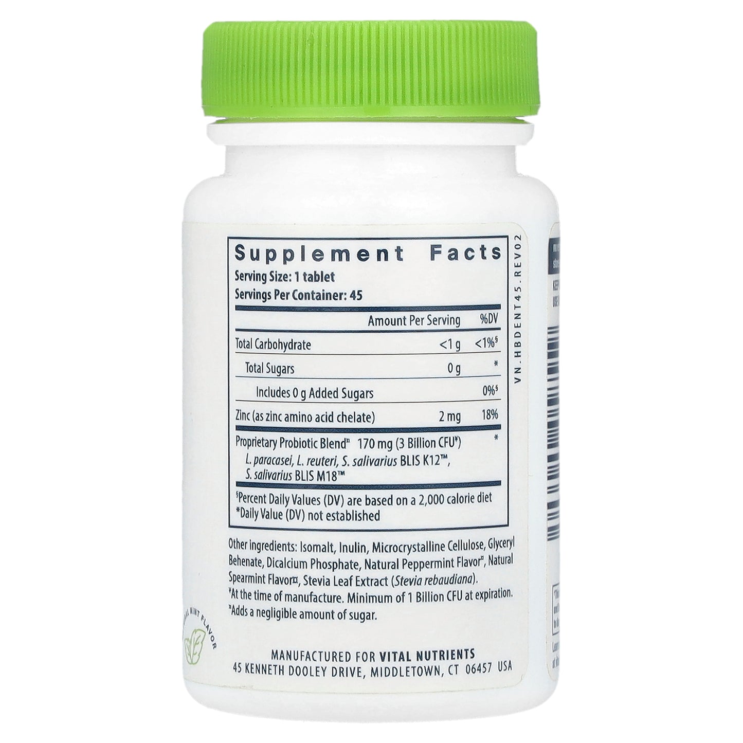 Vital Nutrients, Hyperbiotics®, Pro-Dental® Probiotic, Natural Mint, 45 Vegan Chewable Tablets