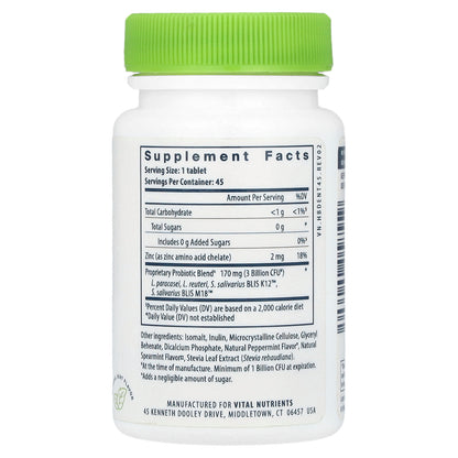 Vital Nutrients, Hyperbiotics®, Pro-Dental® Probiotic, Natural Mint, 45 Vegan Chewable Tablets