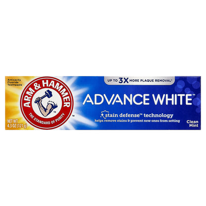 Arm & Hammer, AdvanceWhite, Anticavity Fluoride Toothpaste, Clean Mint, 4.3 oz (121 g)
