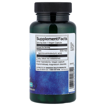 Swanson, GABA, 500 mg, 100 Vegan Capsules