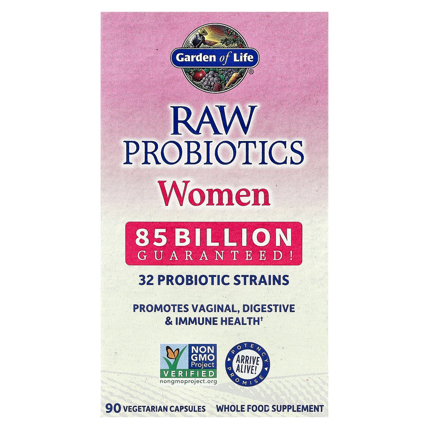 Garden of Life, RAW Probiotics, Women, 85 Billion, 90 Vegetarian Capsules