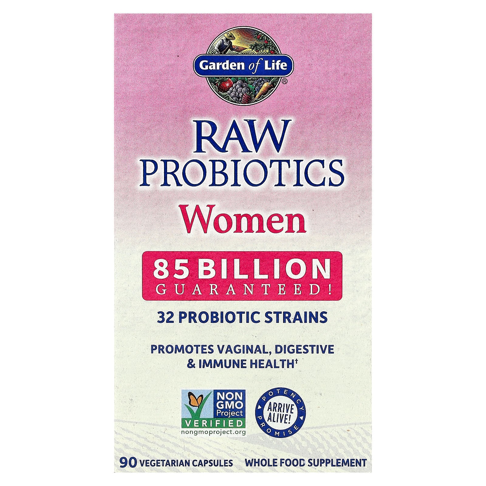 Garden of Life, RAW Probiotics, Women, 85 Billion, 90 Vegetarian Capsules