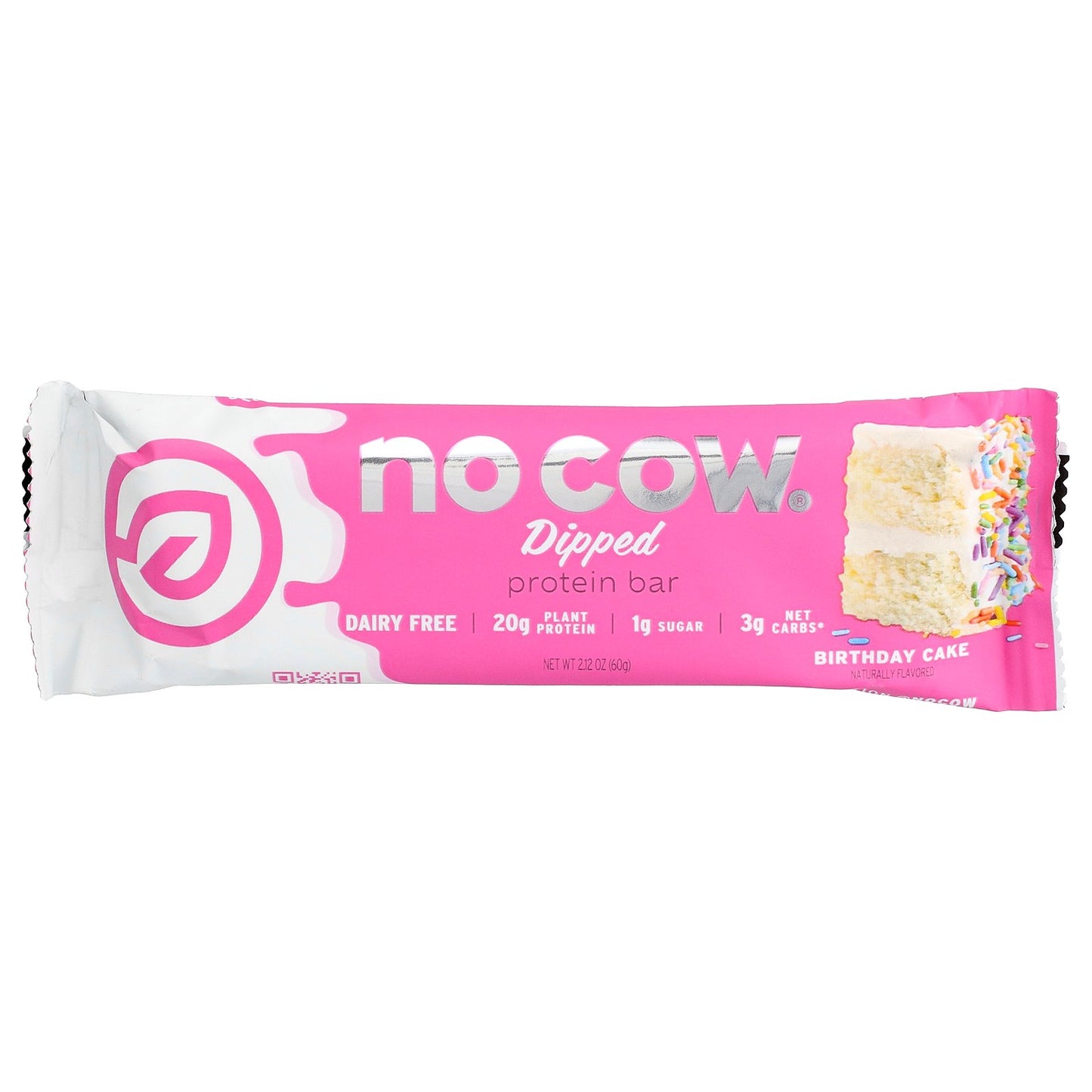 No Cow, Dipped Protein Bar, Birthday Cake, 12 Bars, 2.12 oz (60 g) Each