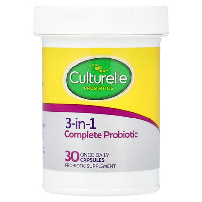 Culturelle, Probiotics, 3-in-1 Complete Probiotic with Omega 3s, 30 Once Daily Capsules