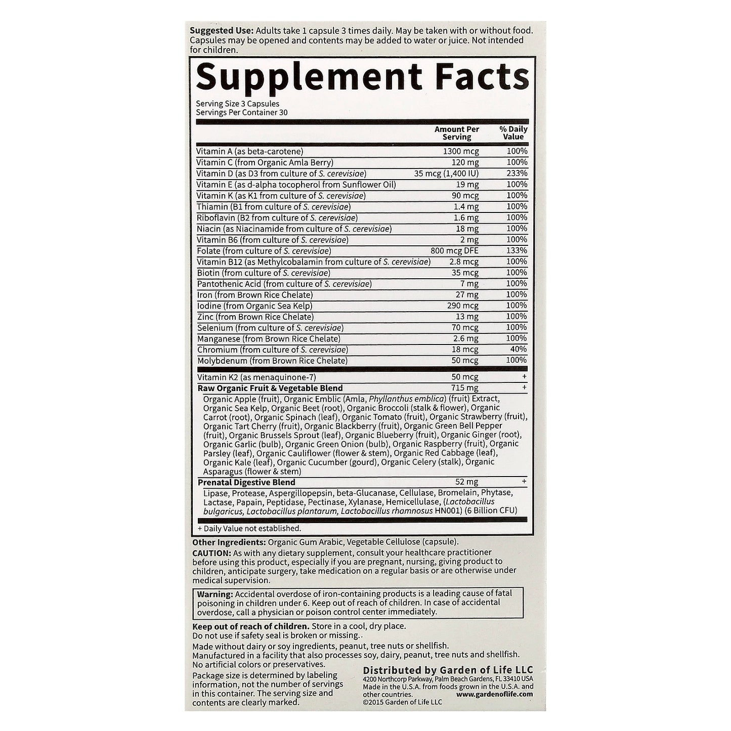 Garden of Life, Vitamin Code®, RAW Prenatal™, 90 Vegetarian Capsules