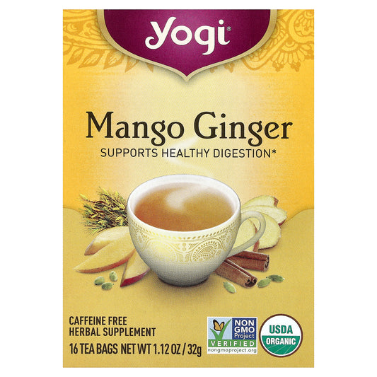 Yogi Tea, Mango Ginger, Caffeine Free, 16 Tea Bags, 1.12 oz (32 g)