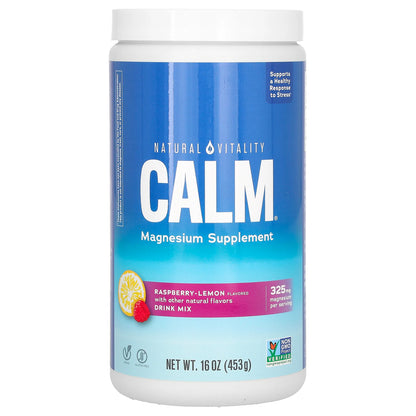 Natural Vitality, CALM®, Magnesium Supplement Drink Mix, Raspberry-Lemon, 16 oz (453 g)