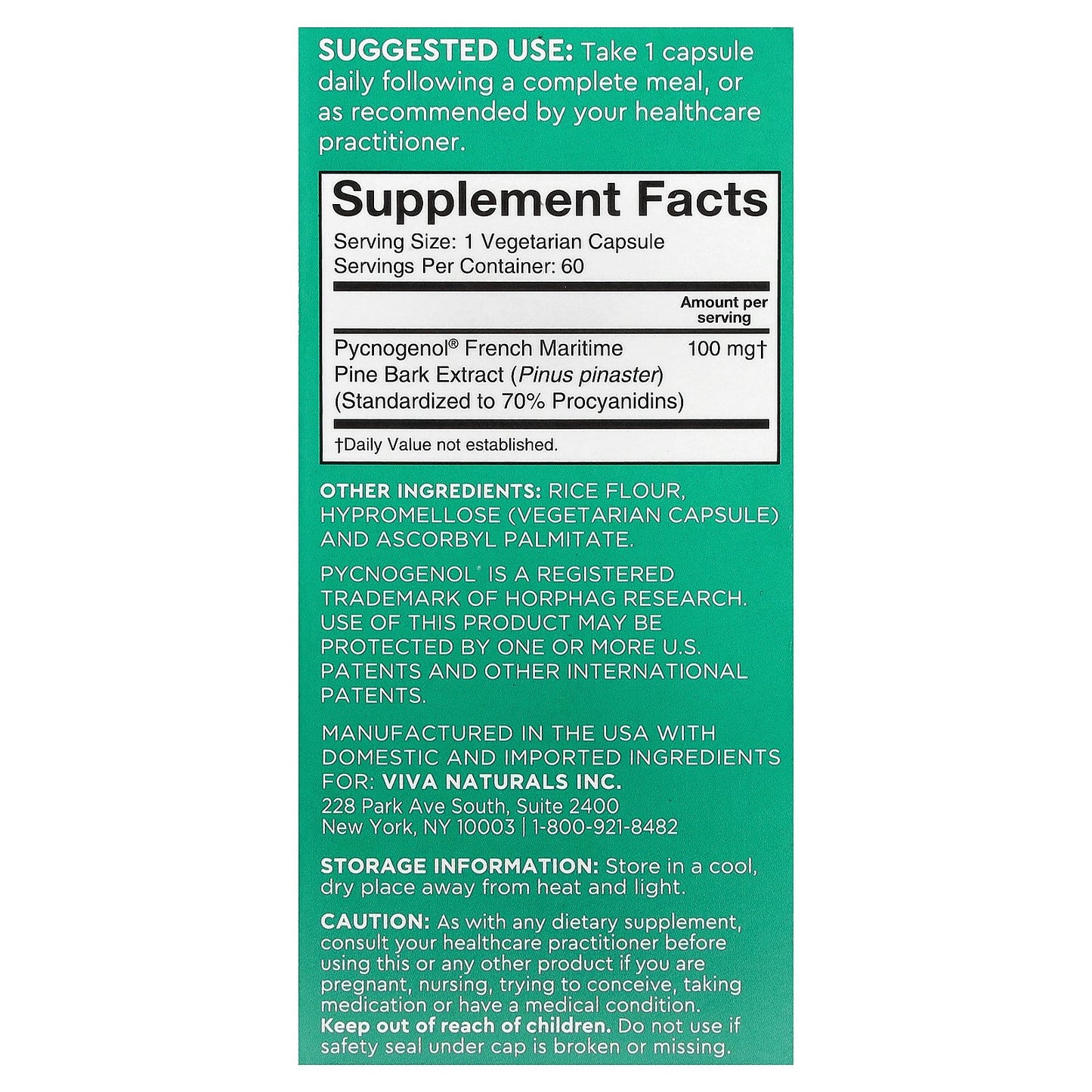 Viva Naturals, French Maritime Pycnogenol®, 100 mg, 60 Veggie Capsules