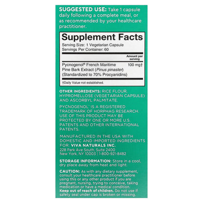 Viva Naturals, French Maritime Pycnogenol®, 100 mg, 60 Veggie Capsules