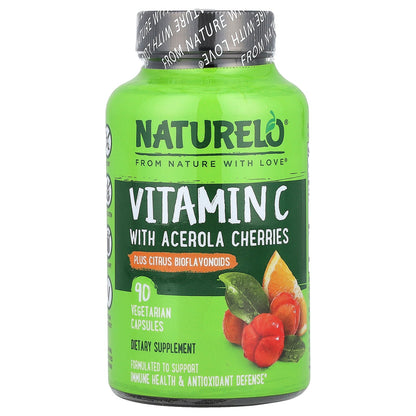 NATURELO, Vitamin C With Acerola Cherries Plus Citrus Bioflavonoids, 90 Vegetarian Capsules