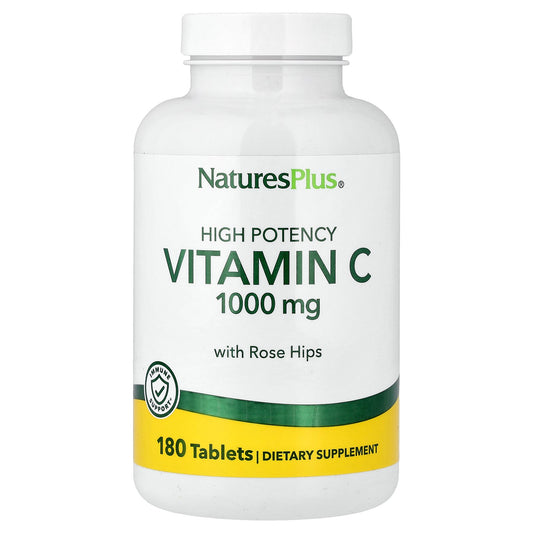 NaturesPlus, Vitamin C With Rose Hips, High Potency, 180 Tablets