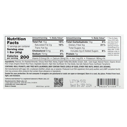 California Gold Nutrition, Foods, Caramel Almond Bars, 12 Bars, 1.4 oz (40 g) Each