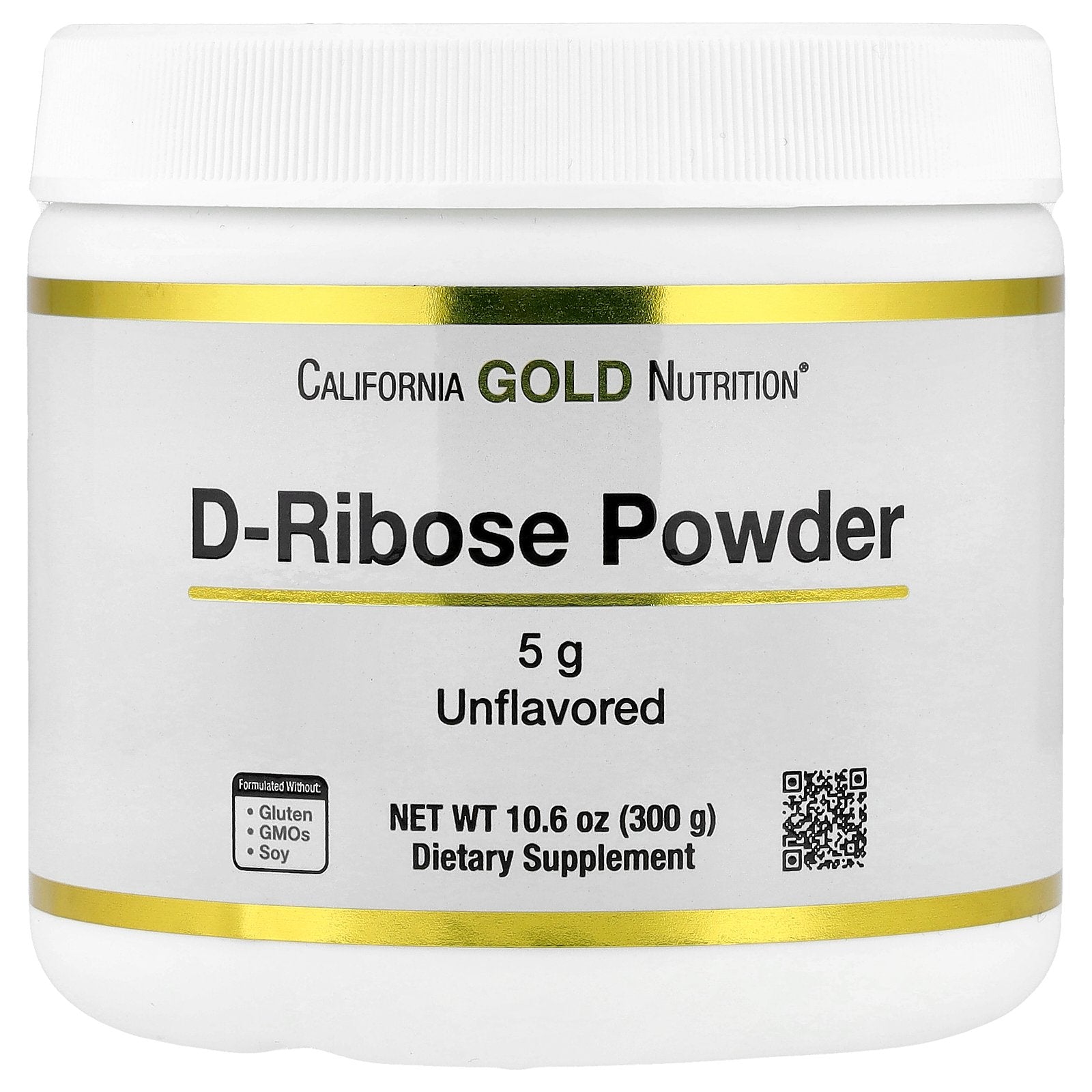 California Gold Nutrition, D-Ribose Powder, Unflavored, 10.6 oz (300 g)