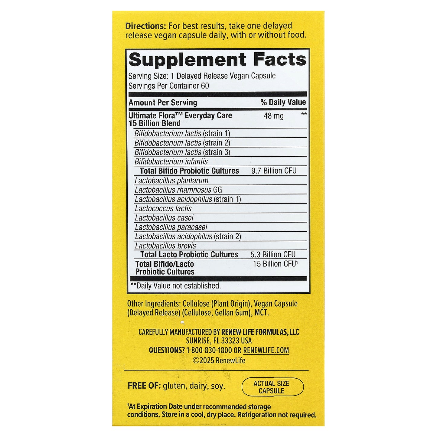 Renew Life, Ultimate Flora™, Everyday Care Probiotic, 60 Delayed Release Vegan Capsules