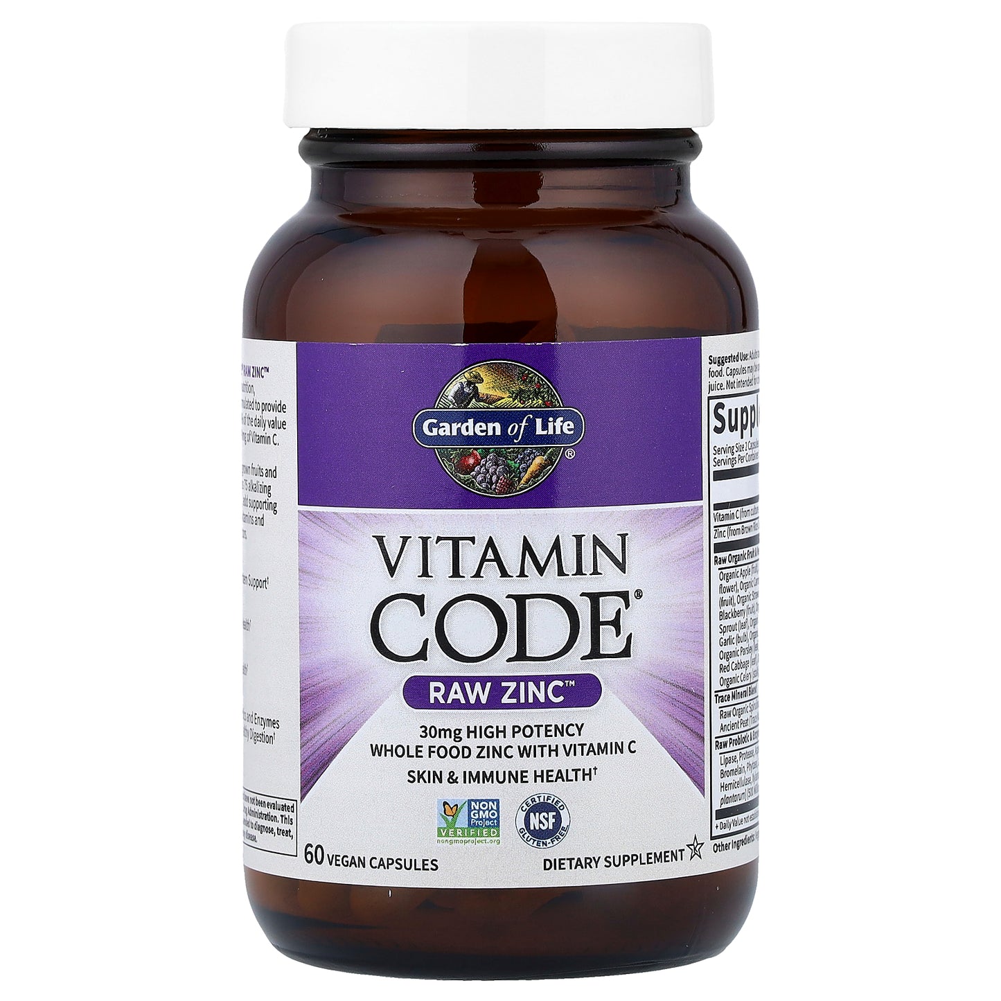 Garden of Life, Vitamin Code®, RAW Zinc™ with Vitamin C, 60 Vegan Capsules