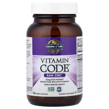 Garden of Life, Vitamin Code®, RAW Zinc™ with Vitamin C, 60 Vegan Capsules