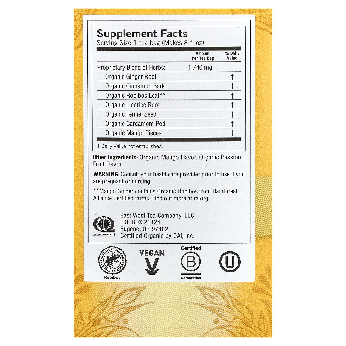 Yogi Tea, Mango Ginger, Caffeine Free, 16 Tea Bags, 1.12 oz (32 g)