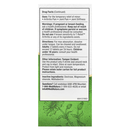 MediNatura, T-Relief™, Arnica +12, Arthritis Pain Relief, 100 Tablets