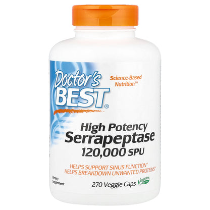 Doctor's Best, High Potency Serrapeptase, 120,000 SPU, 270 Veggie Caps