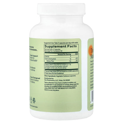 Om Mushrooms, Reishi Mushroom Capsules, 90 Vegetable Capsules (666 mg per Capsule )
