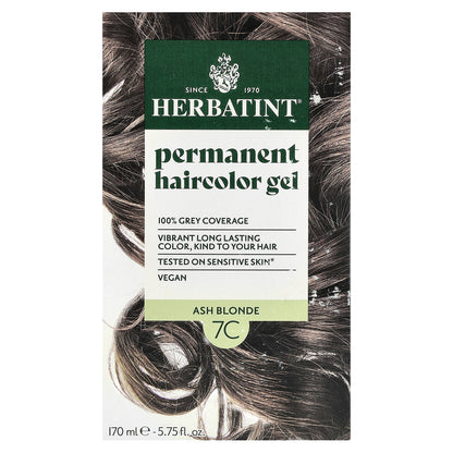 Herbatint, Permanent Haircolor Gel, 7C Ash Blonde, 5.75 fl oz (170 ml)