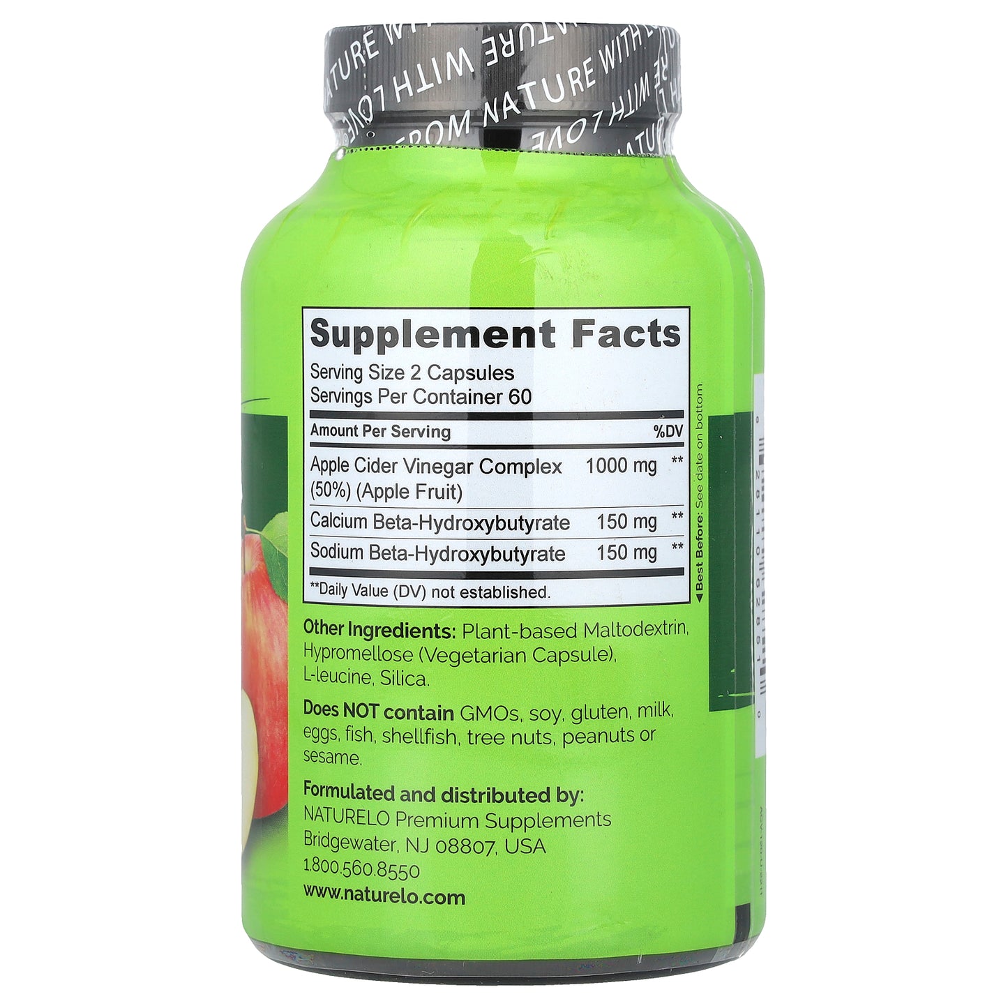 NATURELO, Apple Cider Vinegar , 120 Vegetarian Capsules