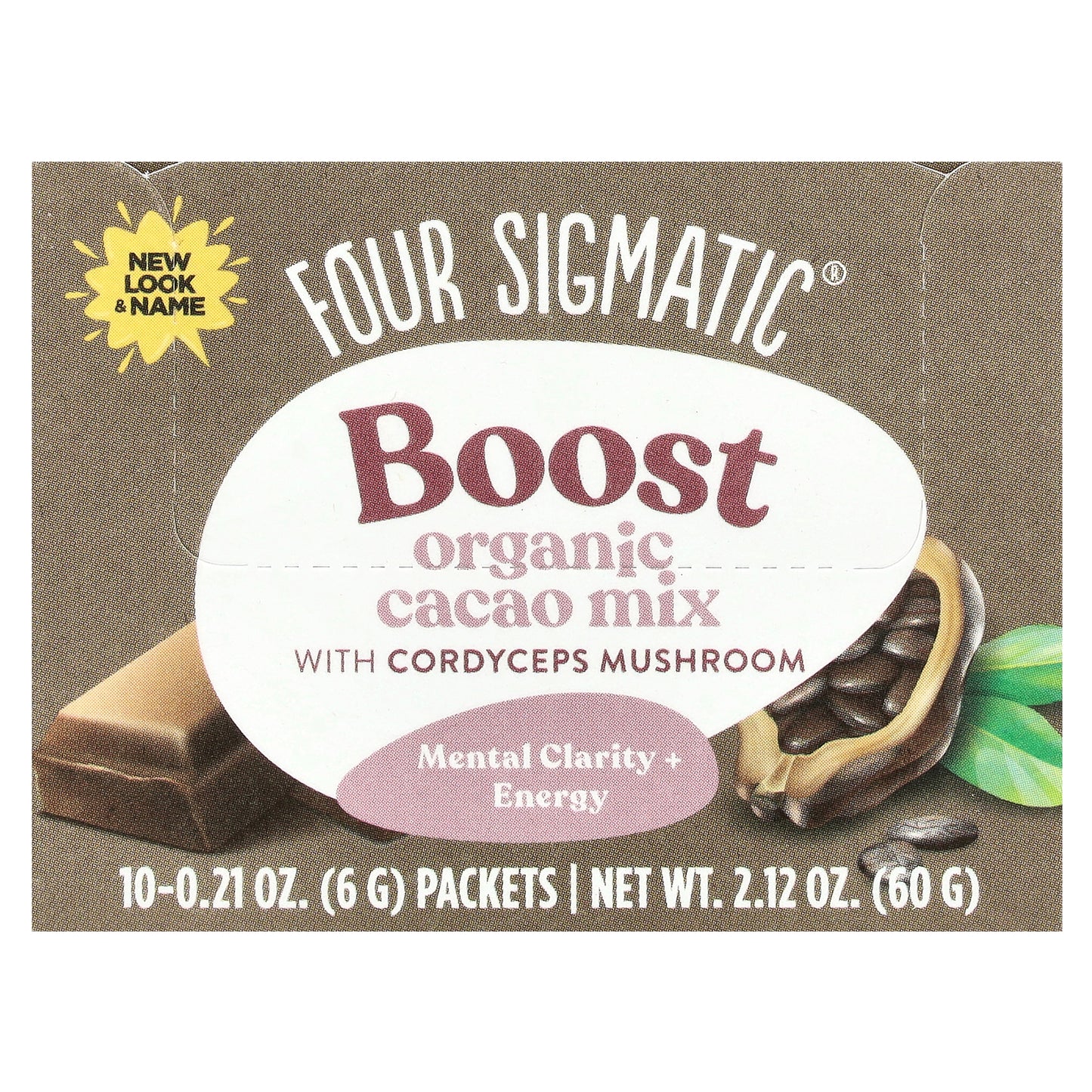 Four Sigmatic, Boost, Organic Cacao Mix with Cordyceps Mushroom, 10 Packets, 0.21 oz (6 g) Each