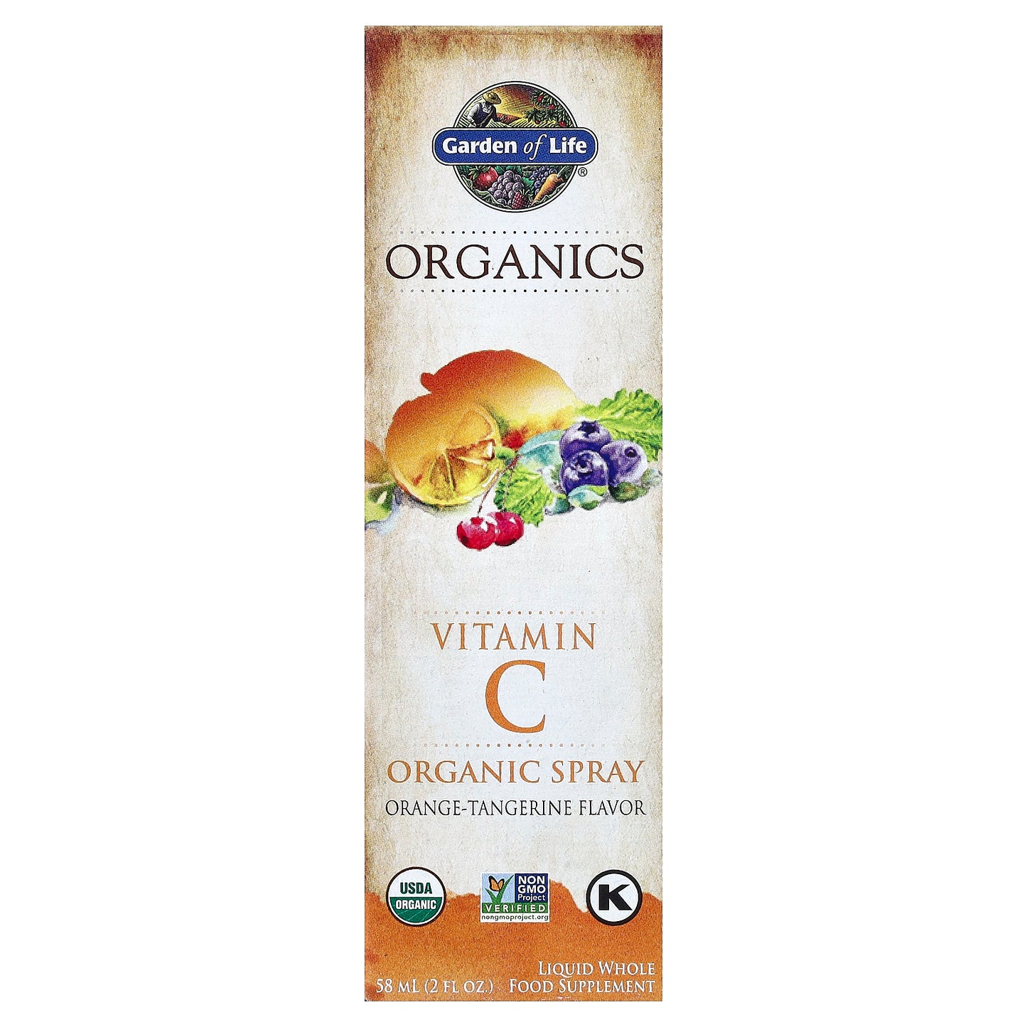 Garden of Life, Organics, Vitamin C Organic Spray, Orange-Tangerine, 2 fl oz (58 ml)