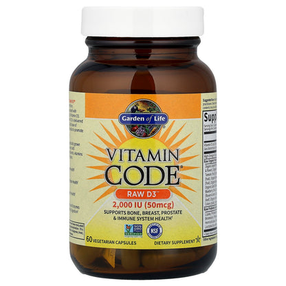 Garden of Life, Vitamin Code®, RAW D3™, 60 Vegetarian Capsules