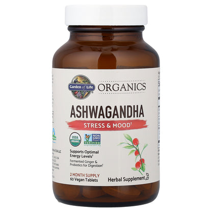 Garden of Life, Organics, Ashwagandha, 60 Vegan Tablets (600 mg per Tablet)