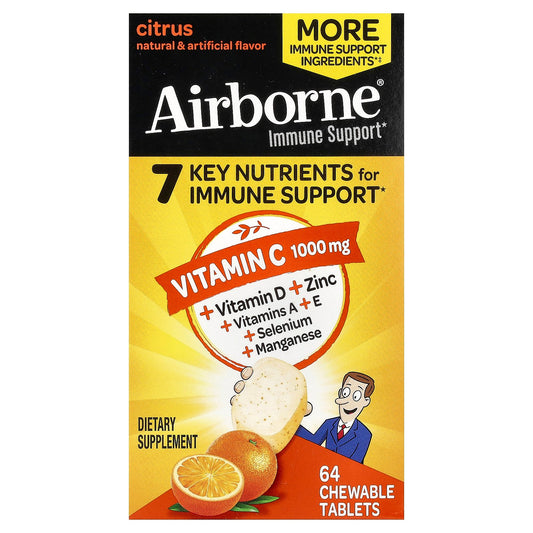 AirBorne, Immune Support, Citrus, 64 Chewable Tablets