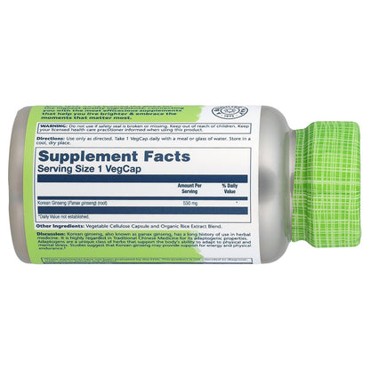 Solaray, True Herbs, Korean Ginseng, 550 mg, 100 VegCaps