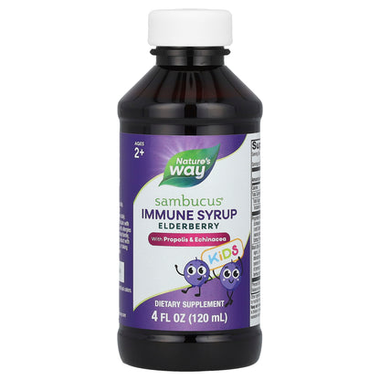 Nature's Way, Sambucus® Kids, Immune Syrup Elderberry with Propolis & Echinacea, Ages 2+, 4 fl oz (120 ml)