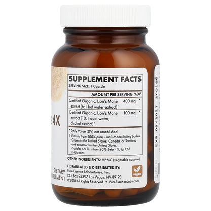 Pure Essence, MyPure™, Lion's Mane 4X, Ultra Strength, 60 Vegi-Caps