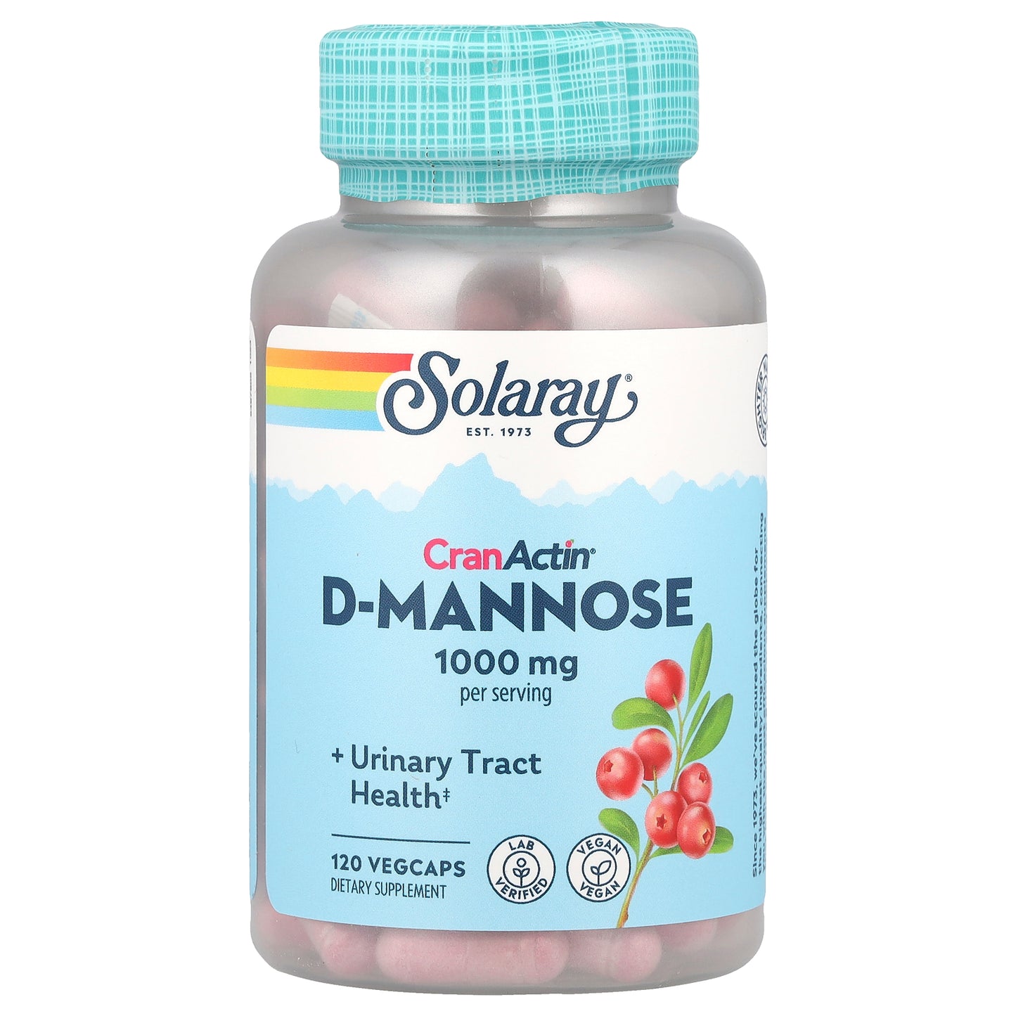 Solaray, CranActin® D-Mannose, 1,000 mg, 120 VegCaps (500 mg per VegCap)