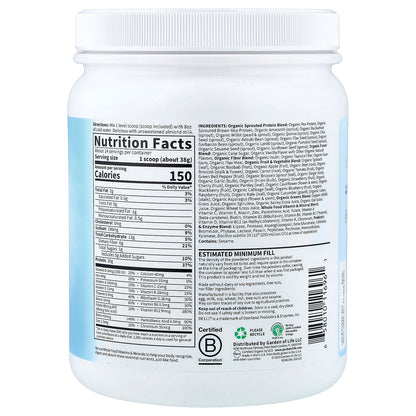 Garden of Life, RAW Organic Meal Replacement Shake, Lightly Sweet, 1 lb 2.76 oz (532 g)