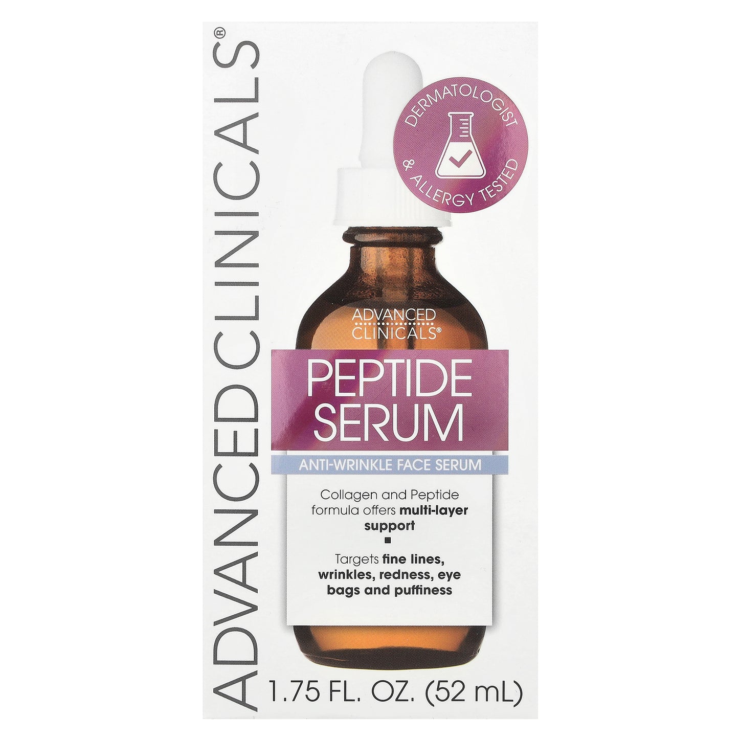 Advanced Clinicals, Peptide Serum, Anti-Wrinkle Face Serum, 1.75 fl oz (52 ml)