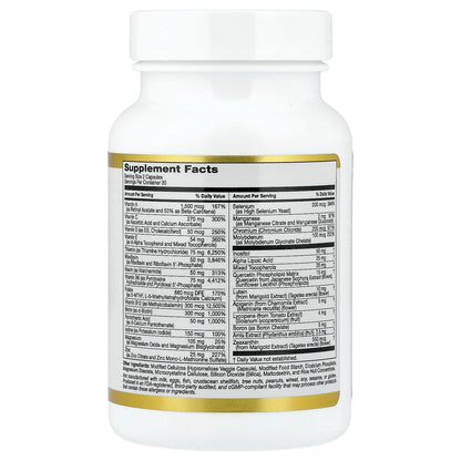 California Gold Nutrition, Multivitamin and Mineral with Methyl B12, Vitamin C, L-MethylFolate and Bio-Quercetin, Two-A-Day, 60 Veggie Capsules