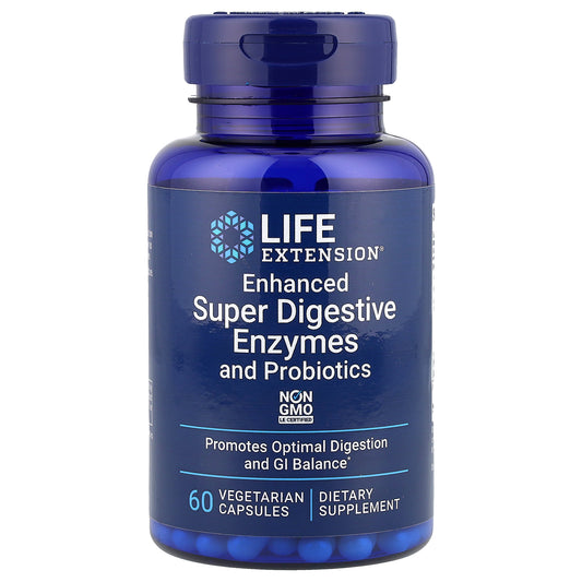 Life Extension, Enhanced Super Digestive Enzymes and Probiotics, 60 Vegetarian Capsules