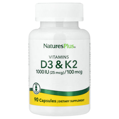 NaturesPlus, Vitamin D3 & K2, 90 Capsules