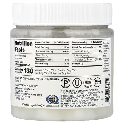 Viva Naturals, Organic®, Extra-Virgin Coconut Oil, 16 fl oz (473 ml)