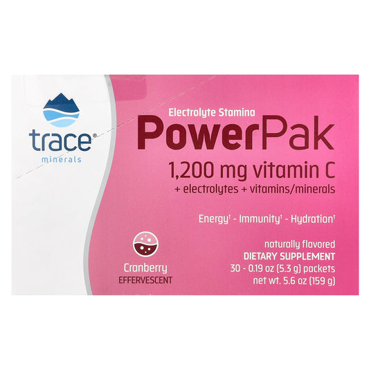 Trace, Electrolyte Stamina PowerPak, Cranberry, 30 Packets, 0.19 oz (5.3 g) Each