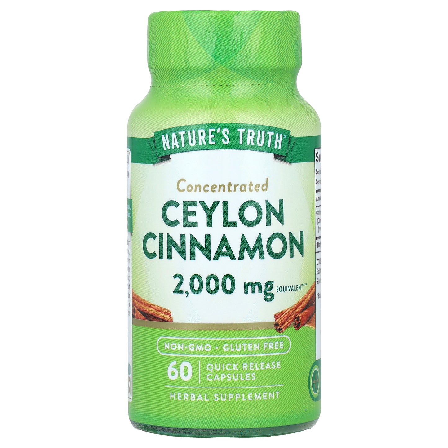 Nature's Truth, Concentrated Ceylon Cinnamon, 2,000 mg, 60 Quick Release Capsules