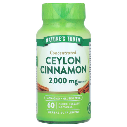 Nature's Truth, Concentrated Ceylon Cinnamon, 2,000 mg, 60 Quick Release Capsules