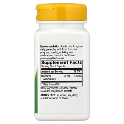 Nature's Way, Riboflavin Vitamin B2, 100 mg, 100 Capsules